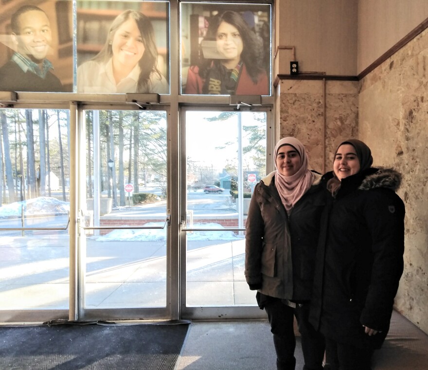 Sara Jabber, right, and her sister, Hannah, are both students at Westfield State Univeristy. Sara stopped going to night class last semester after nearly two dozen racist and bigoted incdients were reported on campus. 