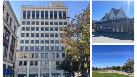 Among the sites being eyed for new rental housing downtown are (clockwise from top left) the former RG&E building, the corner of University and North Union, a vacant lot on Howell Street, the building at the corner of East Main and East Avenue, a vacant lot at South Union and Broadway, and the soon-to-be-vacant 691 St. Paul St.