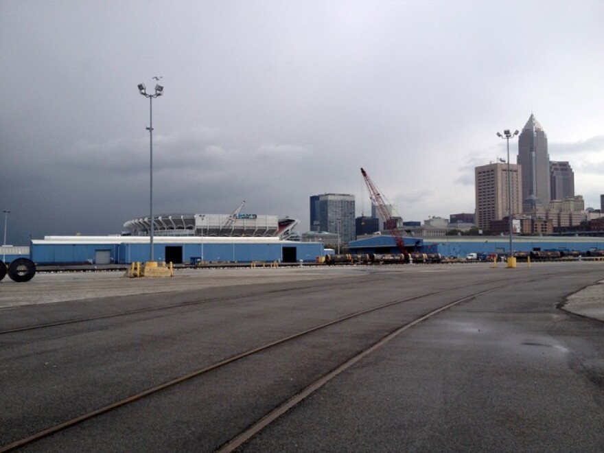 The view of downtown Cleveland from the port. (Nick Castele / ideastream)