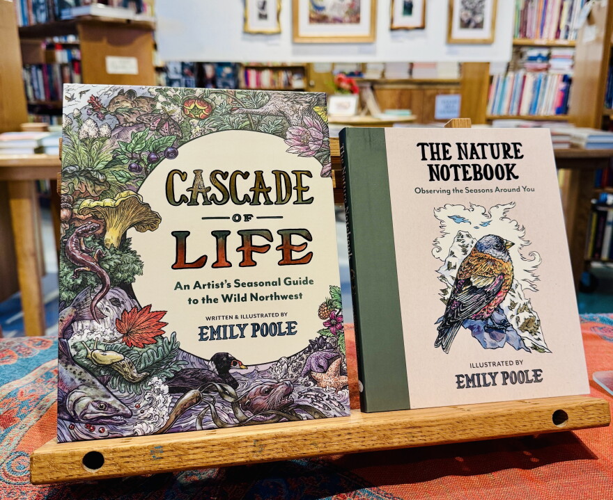 Cascade of Life: An Artist's Seasonal Guide to the Wild Northwest sits next to The Nature Notebook