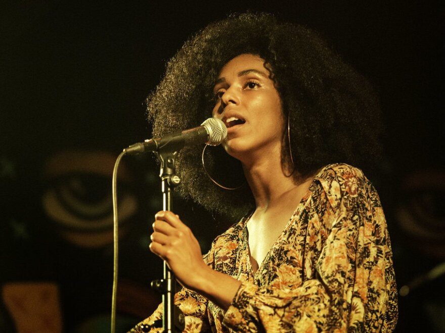 Torre Blake performs at the Black Voices event at the Far Out Lounge as part of a benefit event for the Austin Justice Coalition.