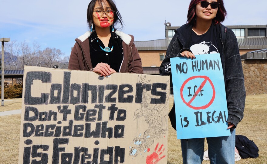 Students from Flagstaff High School and elsewhere held a walkout and protest at Flagstaff City Hall on Jan. 28, 2026 in opposition to the Trump administration's intensifying immigration crackdowns.