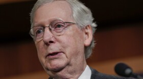 Senate Majority Leader Mitch McConnell speaks to members of the media at the Capitol in Washington, Wednesday, Nov. 7, 2018.