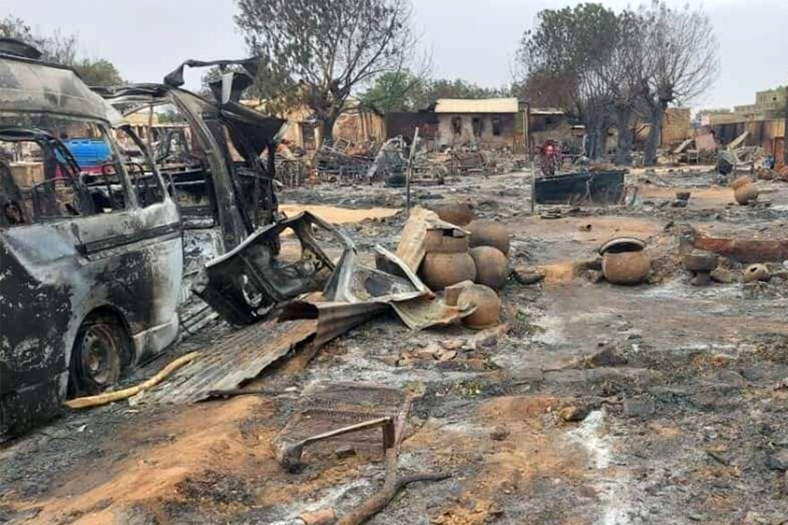 This picture — taken on Sept. 1, 2023 — shows destruction in a livestock market area in al-Fasher, the capital of Sudan's North Darfur state.