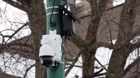 A Flock camera by Grant and Kirkwood. Several local agencies maintain Flock contracts, including the Monroe County Sheriff's Office and IU Police Department.