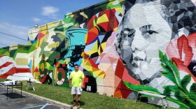 Mauricio Ramirez painted this mural on the side of the VFW post in Frankfort -- with a little help from the people of Frankfort.