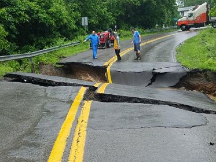 Bevans Industrial Lane in Paw Paw, Morgan County has collapsed. Photo taken June 3, 2018.