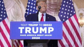 Former President Donald Trump announces he is running for president for the third time as he speaks at Mar-a-Lago in Palm Beach, Tuesday, Nov. 15, 2022. (AP Photo/Andrew Harnik)