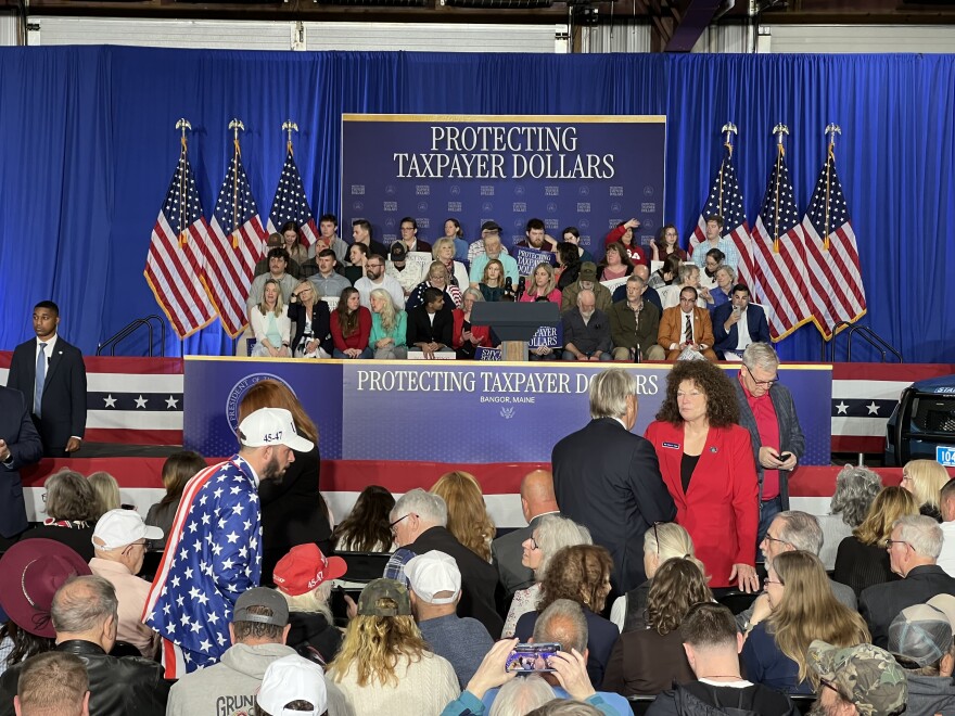 People gather in Bangor to hear Vice President JD Vance speak. May 14, 2026.