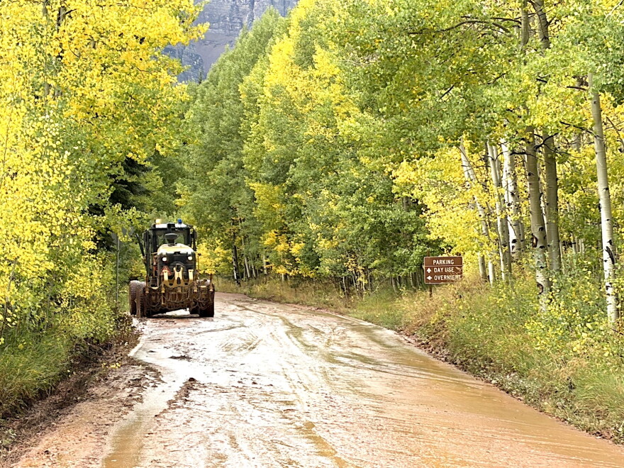 A mudslide closed Maroon Creek Road on September 14, 2026.