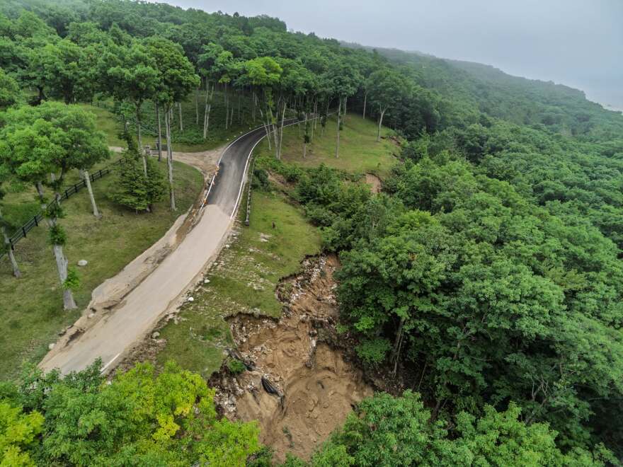 Water damage from flash flooding Monday, June 29, on M-119 near Lamkin Road.