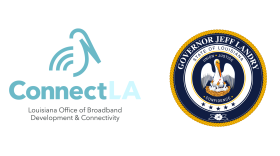 Image of Logos for ConnectLa and Crest of Governor Jeff Landry
