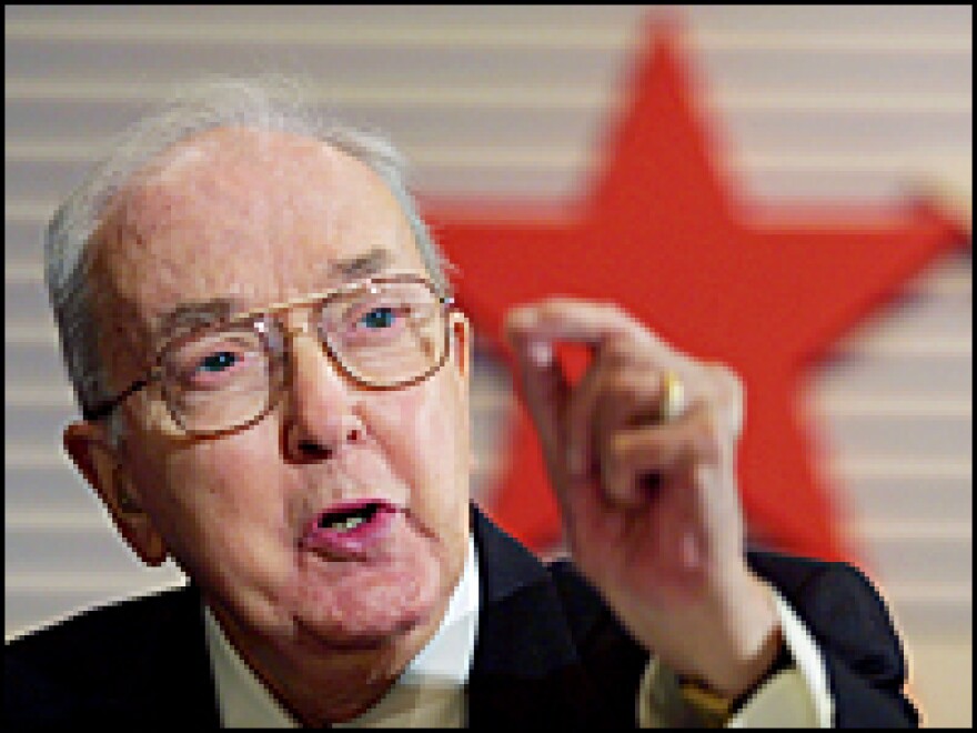 Then-Sen. Jesse Helms (R-NC) speaks January 31, 2002, at the Conservative Political Action Conference in Arlington, Va. Helms endorsed Elizabeth Dole to succeed him as he retired from the Senate in 2003.