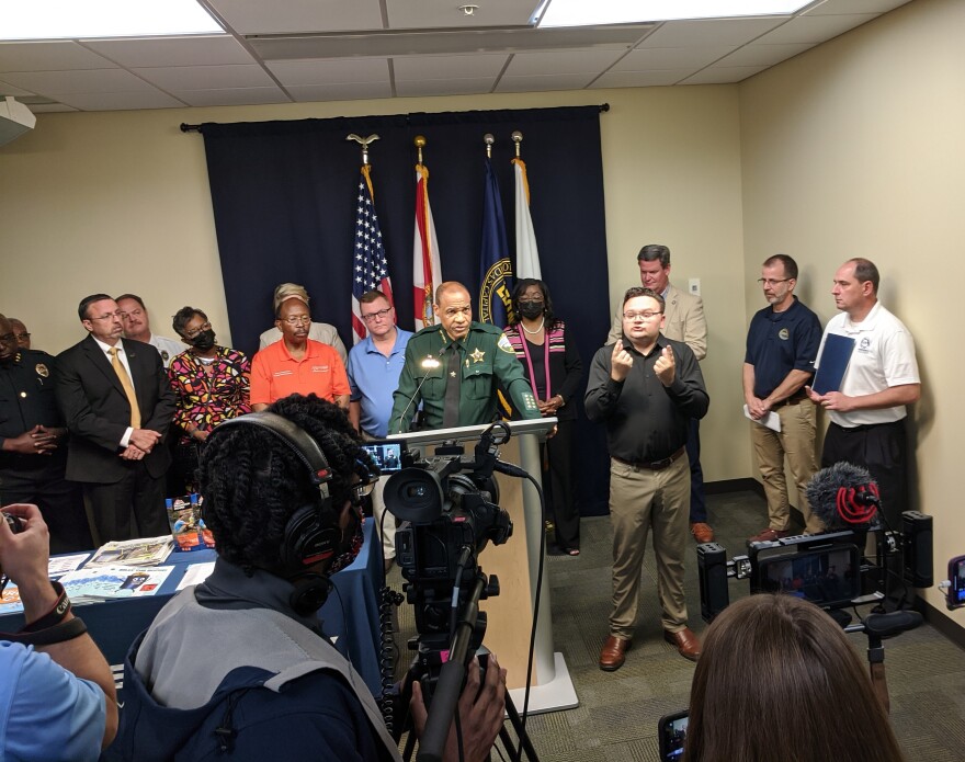 Leon County Sheriff Walt McNeil urges area residents to be prepared during the annual hurrican season opening day media event, hosted by Leon County and City of Tallahassee governments