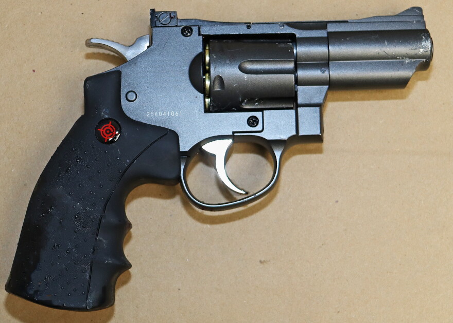 San Luis Obispo County Sheriff's detectives say this was the pellet gun which looked like a handgun which was pointed at deputies in a fatal officer-involved shooting in Paso Robles Thursday.