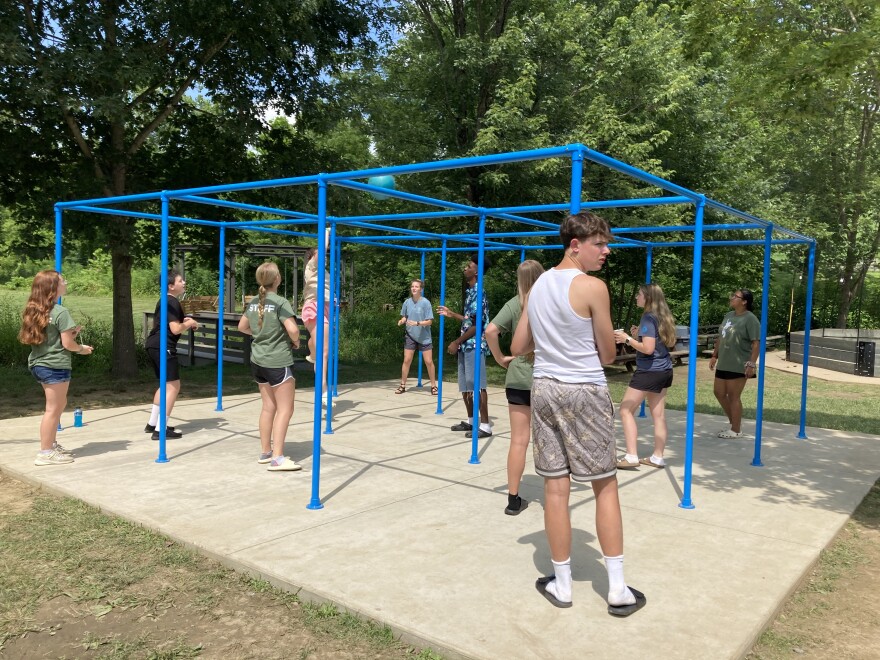 Campers playing in one of River Valley Ranches activity areas