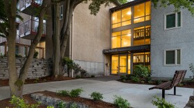 The revamped entrance to The Parker Apartments on Queen Anne Hill.