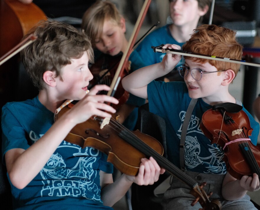 Dueling fiddles, last summer's Hoot Camp