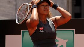 Naomi Osaka of Japan looks dejected on day 5 of the the Internazionali BNL d’Italia match between Naomi Osaka of Japan and Jessica Pegula of USA at Foro Italico in Rome, Italy.