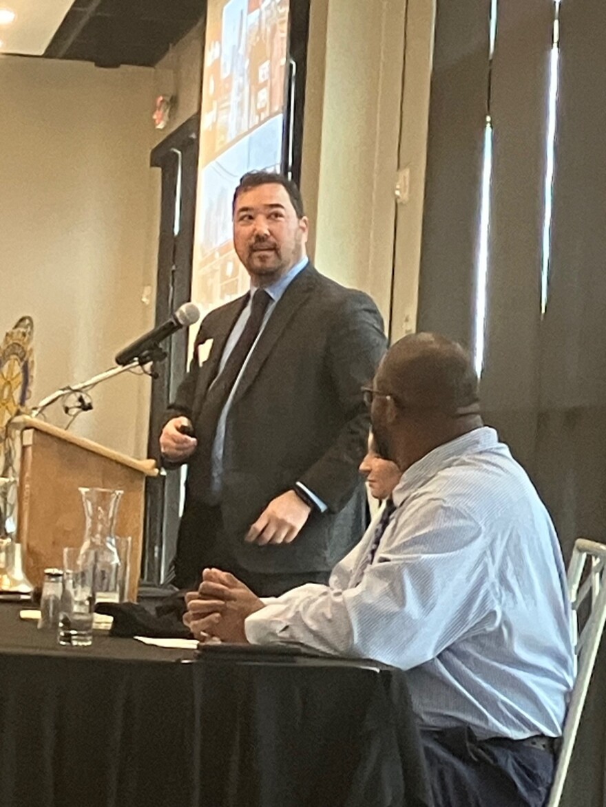 East Moline city administrator Mark Rothert speaks at the "State of the City" address Thursday, March 26, 2026.