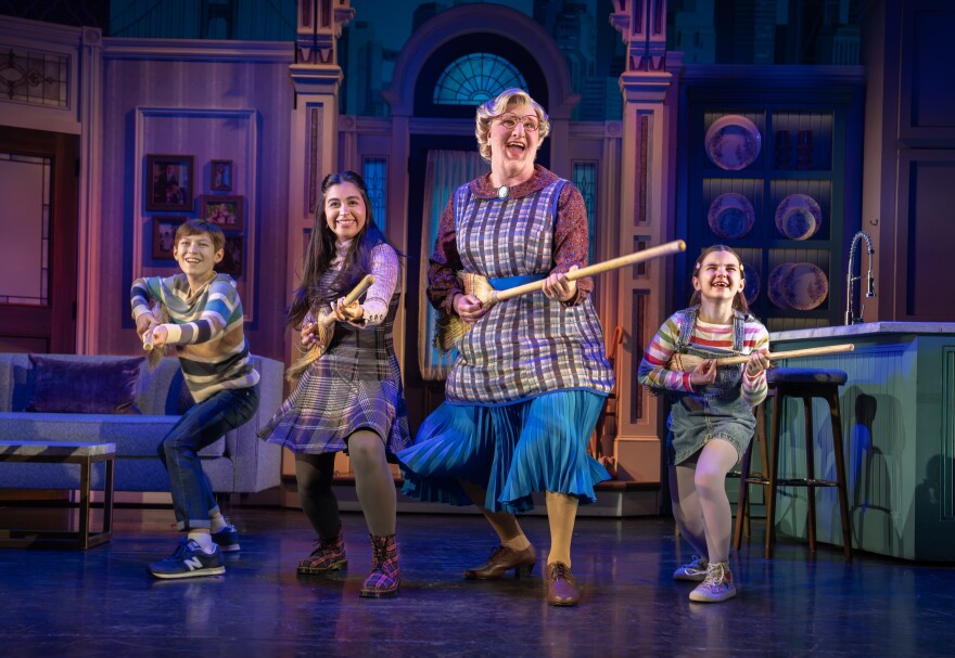 Craig Allen Smith stars as Euphegenia Doubtfire, an alter ego Scottish nanny created by a divorced actor so he can spend time with his children, portrayed in the touring musical adaptation of the hit Robin Williams film by Theodore Lowenstein, Alanis Sophia and Ava Rose Doty.