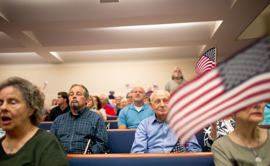 Churchgoers at First Baptist Dallas listen to the sermon delivered by Pastor Robert Jeffress, two days after the Supreme Court overturned Roe v. Wade. The decision was a direct result of former president Donald Trump’s presidency, said Jeffress.