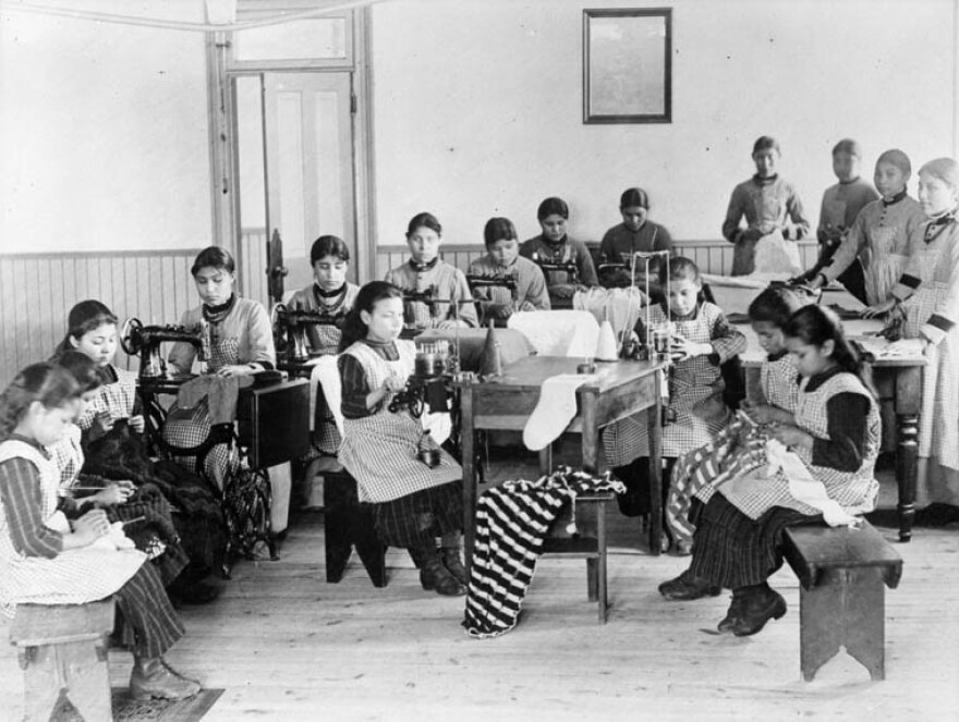 Indigenous children at a Fort Resolution residential school in Canada.