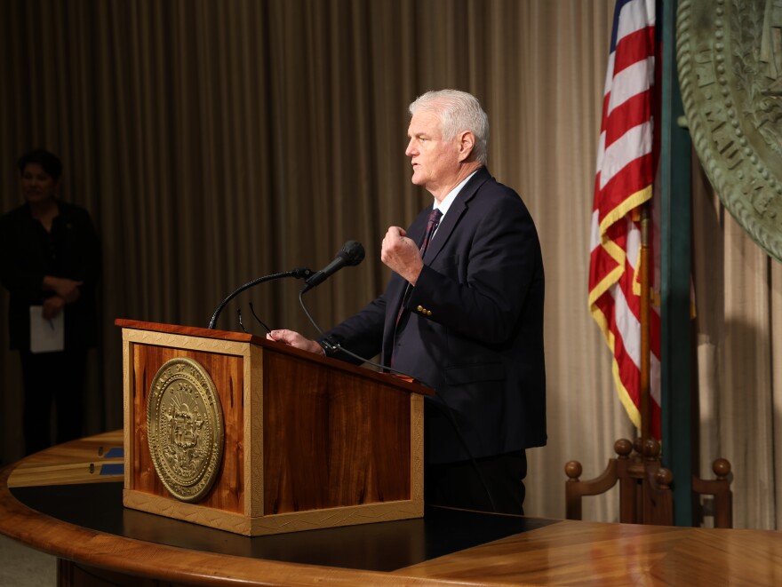 Hawaiʻi Supreme Court Chief Justice Mark Recktenwald at the judiciary bill signing on Thursday.