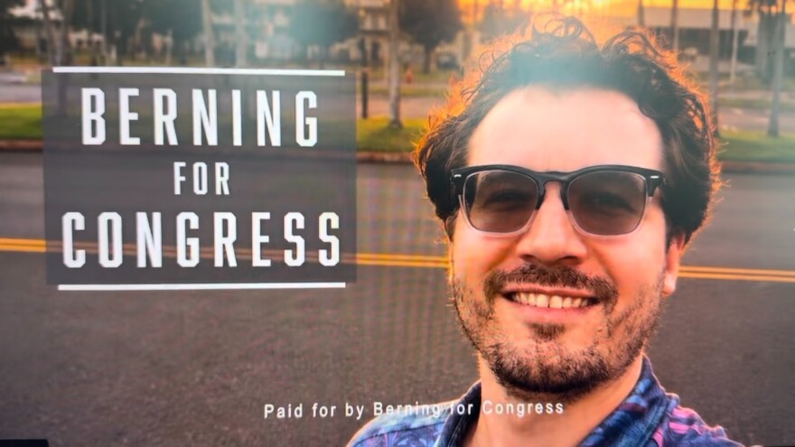 Hawai'i Congressional District 1 candidate Nathan Berning, seen in a campaign commercial.