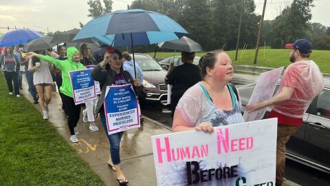 The union representing nurses at Rochester General Hospital began walking the picket line early Thursday morning as part of a two-day strike.