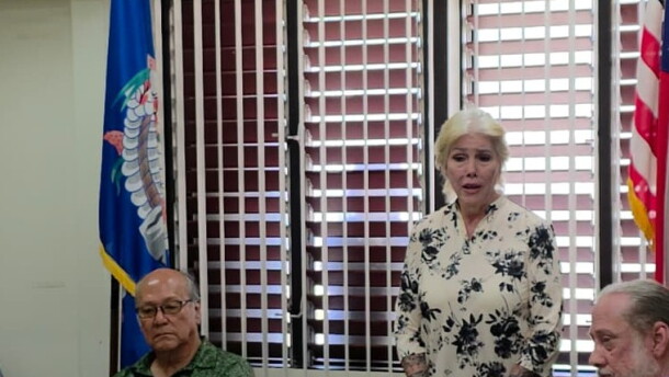 Northern Islands mayoral candidate Keli Tenorio appears before the Commonwealth Election Commission on Thursday as commissioners weigh a residency challenge.