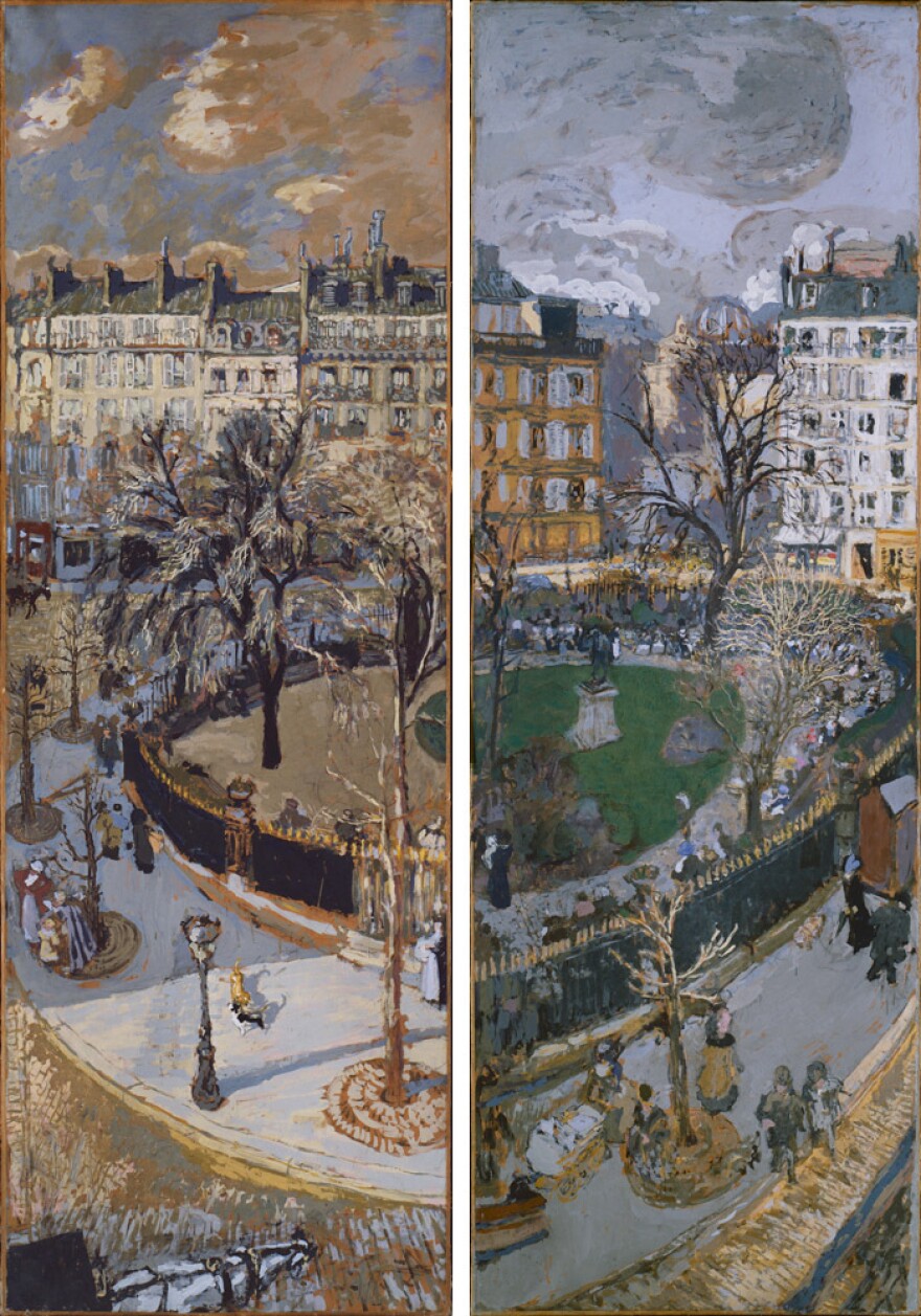 Vuillard created several paintings of a park he could see from his Paris window. These panels (1908-1910) depicting Place Vintimille were commissioned by his patrons.