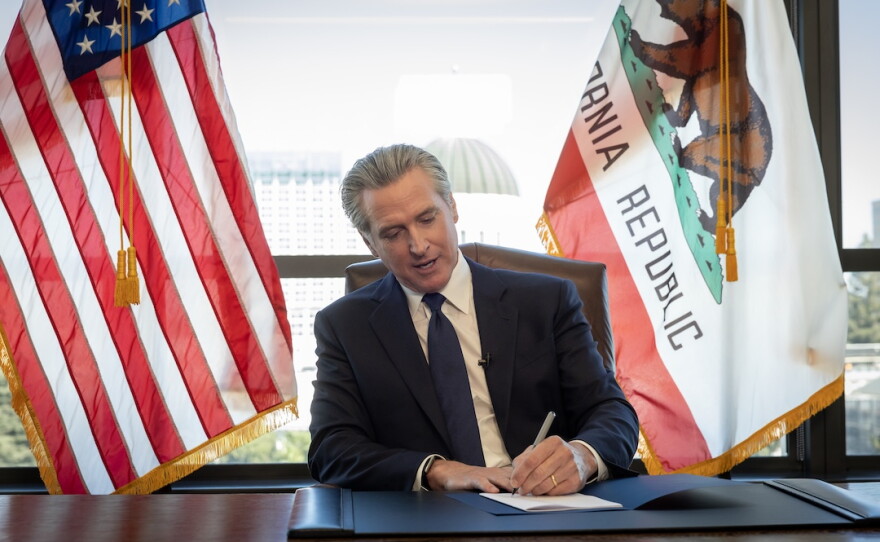 Governor Newsom signed the legislation in his office in Sacramento, Calif. on Sept. 30, 2026.