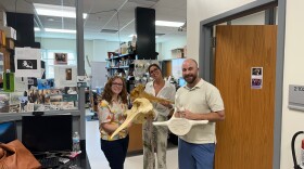 UNCW Marine Mammal Stranding Program scientists — from left to right: Alison Loftis, Tiffany Keenan, and Michael Tift.