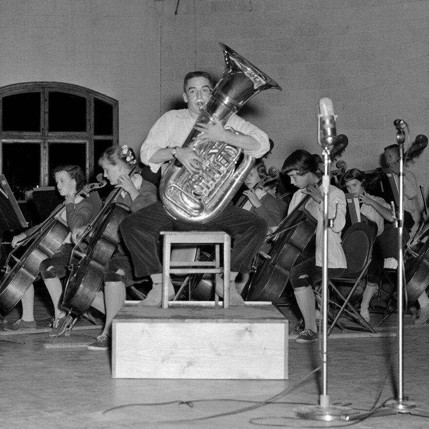 Roger Bobo performs with the National Music Camp's High School Honors Orchestra at Interlochen on August 11, 1956