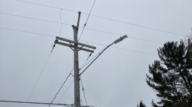 Utility pole in Cheboygan ahead of a winter storm Jan. 12