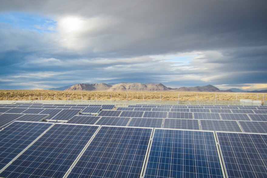 A solar array at the Pyramid Lake Junior/Senior High School in Nixon, Nev., was installed by non-profit Black Rock Solar.