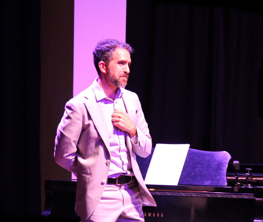 Zach Bartholomew plays jazz piano for the Gulf Coast Jazz Collective.