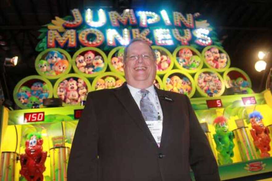 Michael Lane of Bob's Space Racers expects the company will do 10 percent of next year's business at the show. Photo by Amy Green