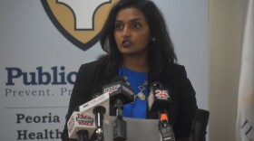 Peoria City/County Health Department Administrator Monica Hendrickson speaks at a COVID-19 press briefing, July 22, 2021.