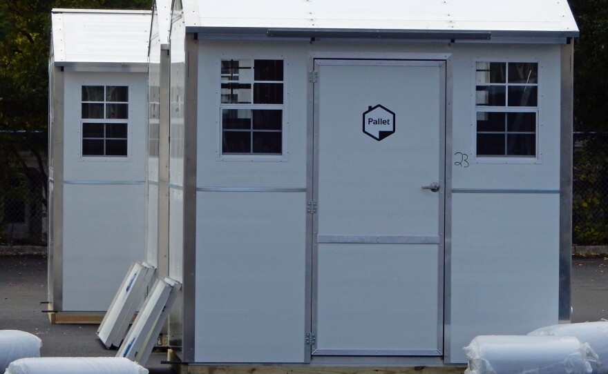 Shelter pod being prepared in Burlington