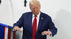 Republican presidential nominee former President Donald Trump speaks during a stop at a campaign office, Monday, Aug. 26, 2024, in Roseville, Mich. (AP Photo/Carolyn Kaster)
