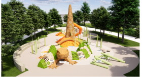 An artist's rendering of playground equipment