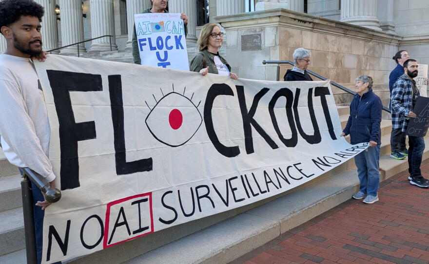Springfield and Holyoke residents rally in front of Springfield City Hall against automate license plate readers