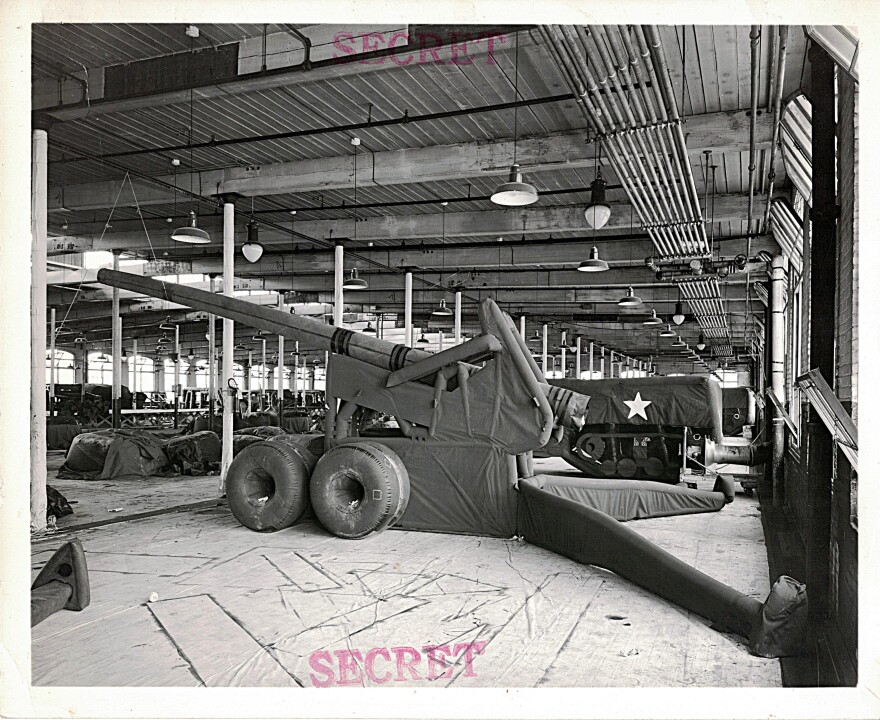One of the famous inflatable cannons, in the factory