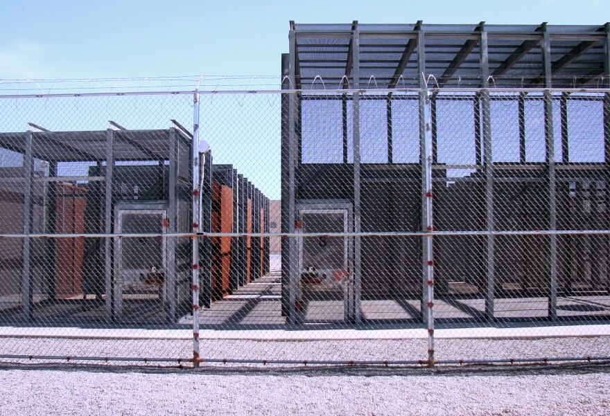 Inmates in solitary confinement in the New Mexico state penitentiary are allowed one hour a day outside, in these individual cages. Each inmate has to strip all the way down in a cage inside before and after his hour of recreation.