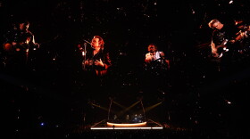 Bono, The Edge, Adam Clayton and Bram van den Berg of U2 perform during opening night of U2:UV Achtung Baby Live at Sphere on September 29, 2023 in Las Vegas, Nevada.