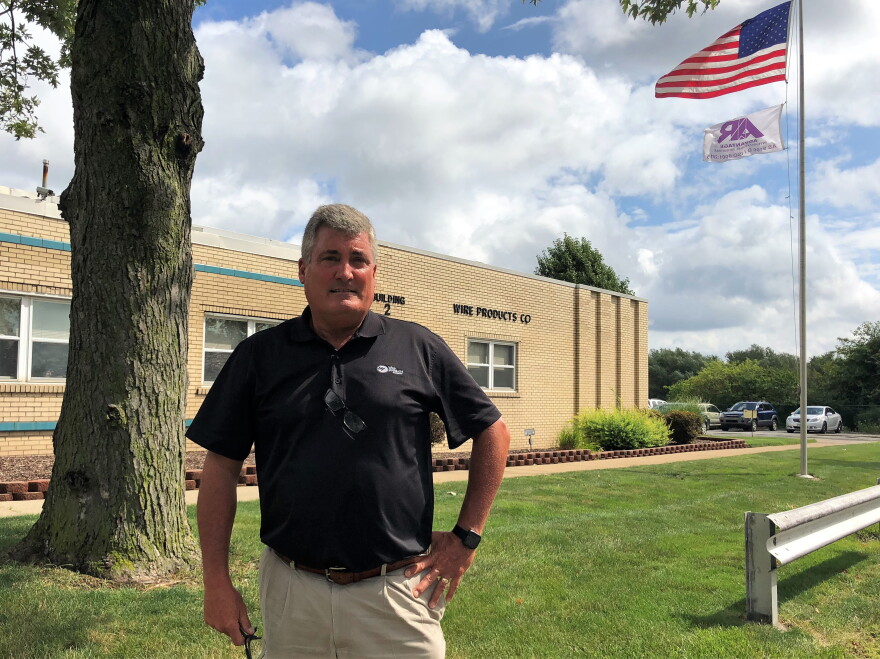 Dan Collins is vice president of sales and marketing at Wire Products Company in Cleveland. He says steel tariffs have caused an upheaval in his business and hopes for a speedy resolution of trade disputes with suppliers.