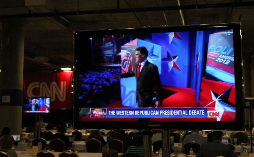 Rick Perry takes the stage at the CNN Las Vegas debate.