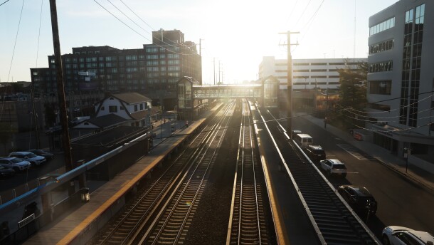 Tracks are empty at Mineola train station as Long Island Rail Road workers enter the third day of their strike, Monday, May 18, 2026, in Mineola, N.Y. (AP Photo/Heather Khalifa)